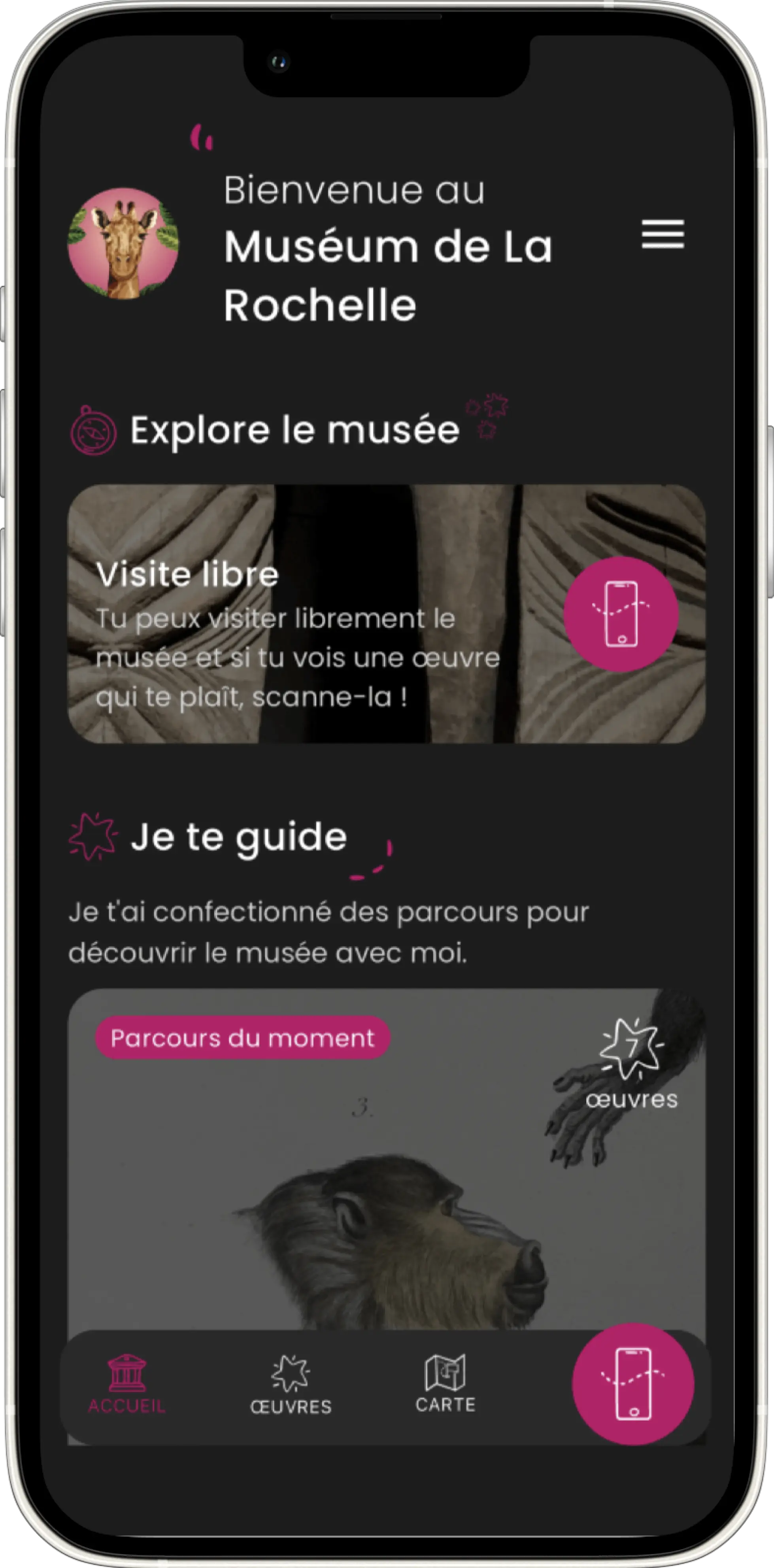 Capture d'écran tirée de l'application de visite musée
